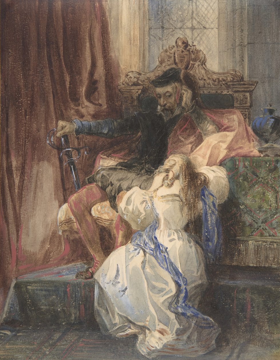 Sir Walter Scottin Kenilworthin anteeksianto evätty, n. 1826-29. tekijältä Camille Joseph Etienne Roqueplan