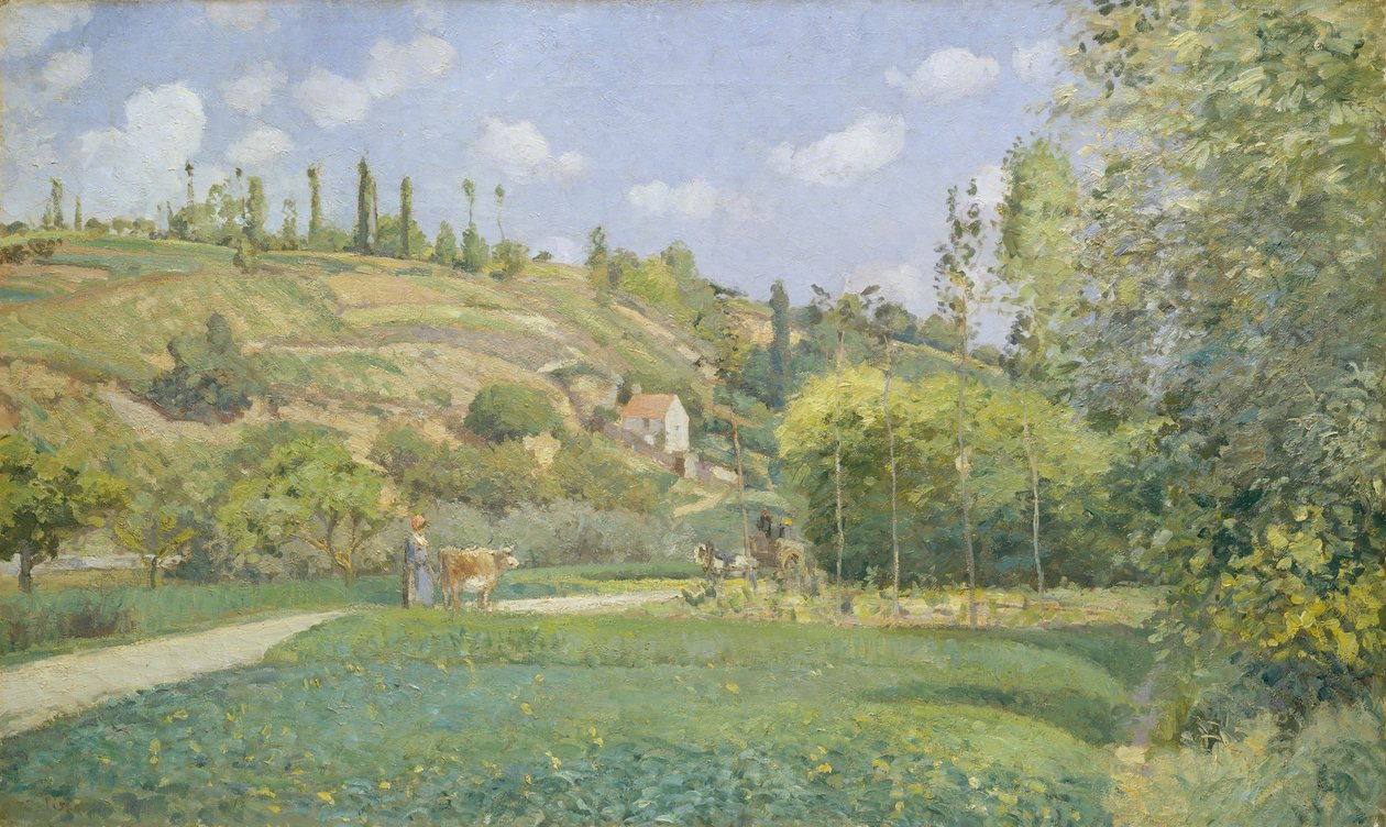 Lehmänpaimen Valhermeilissä, Auvers-sur-Oisessa, 1874. tekijältä Camille Jacob Pissarro