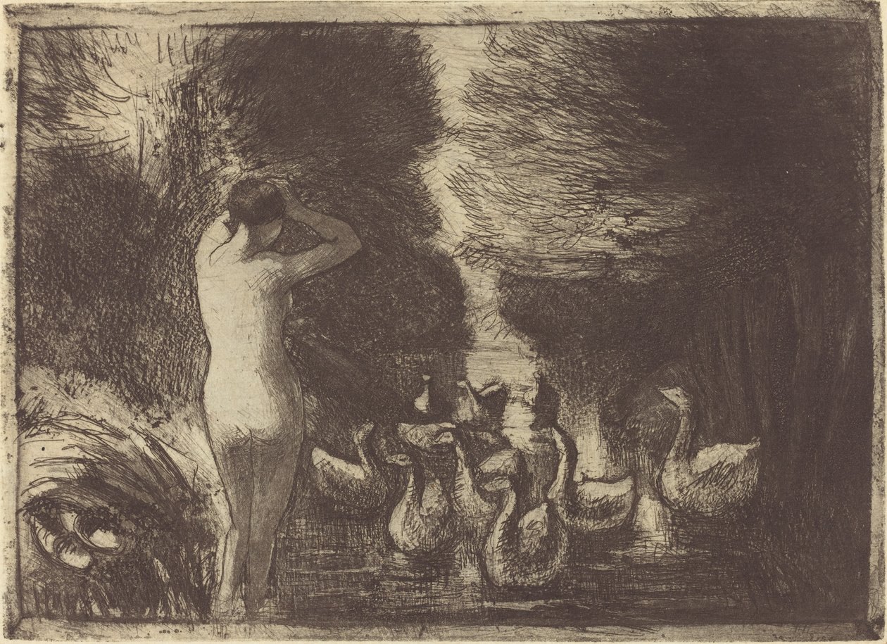 Hanhenuima (Uimarit hanhien kanssa) tekijältä Camille Pissarro
