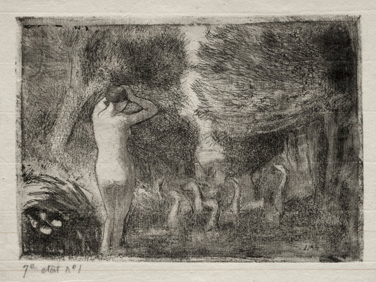Bather ja hanhet tekijältä Camille Pissarro