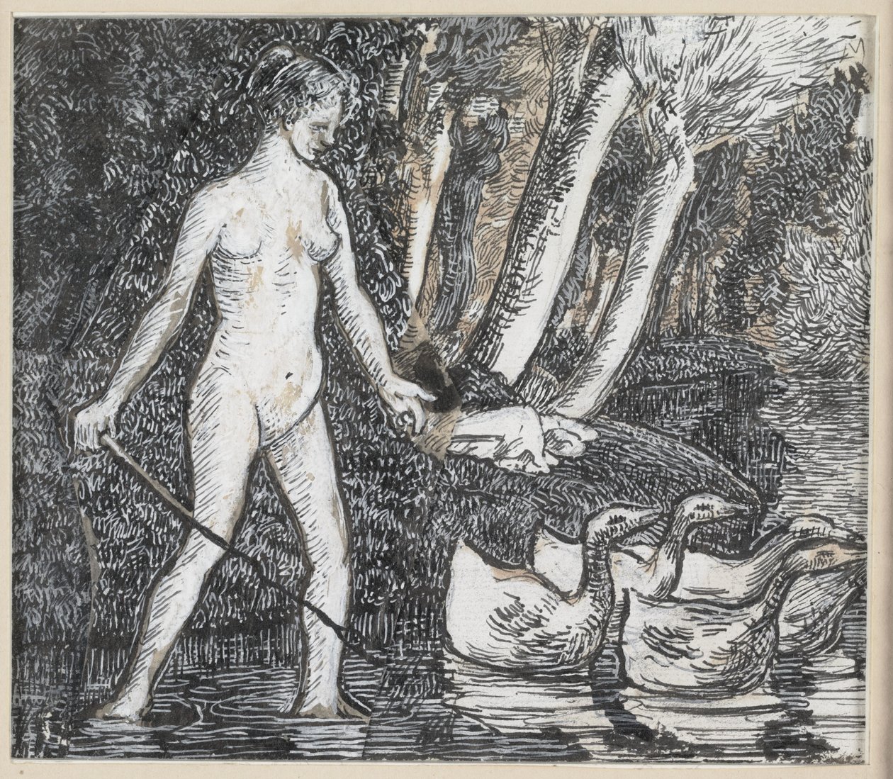 Kylpejä hanhien kanssa, 1895 tekijältä Camille Jacob Pissarro