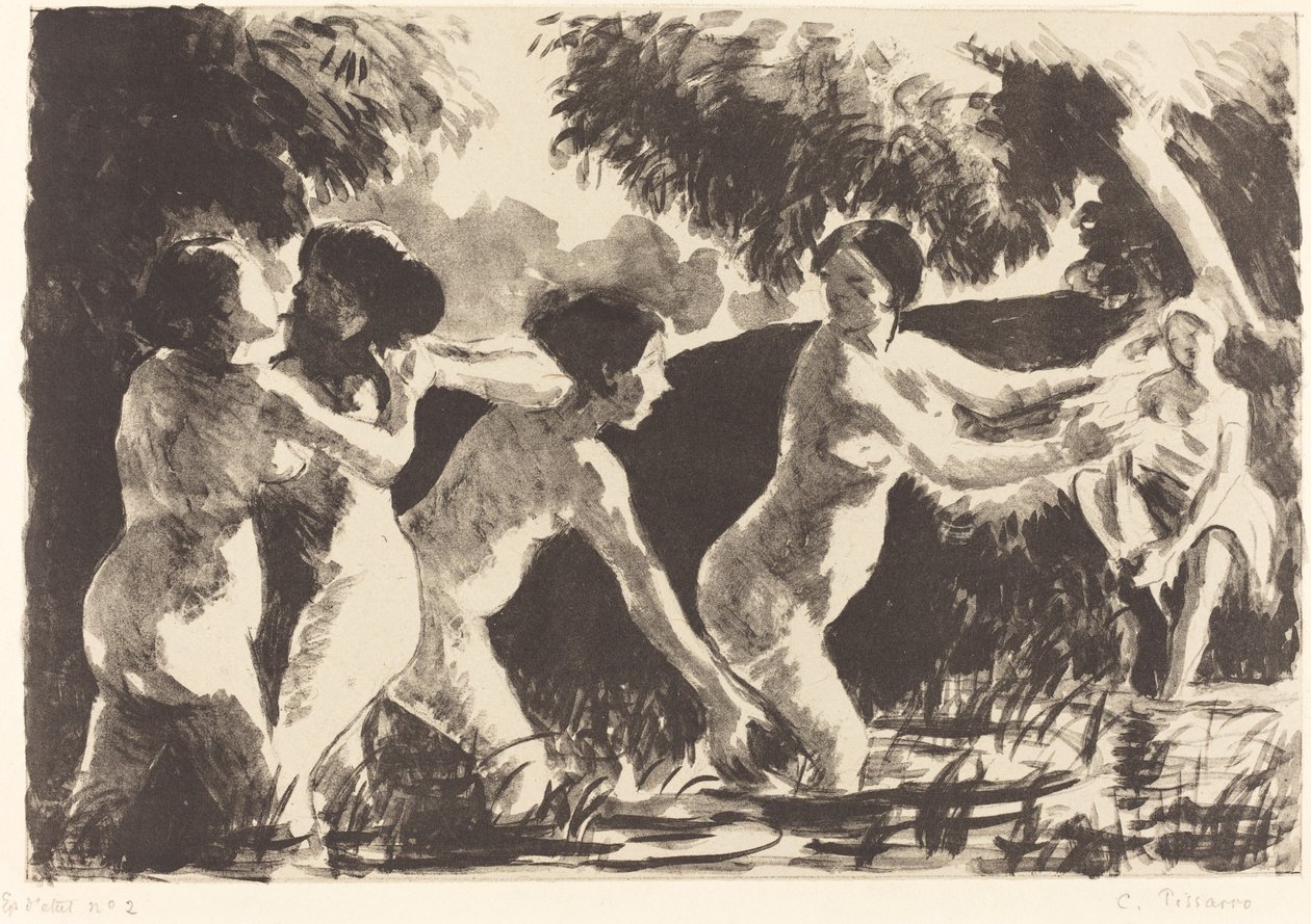 Bathers Wrestling (Baigneuses luttants) tekijältä Camille Pissarro