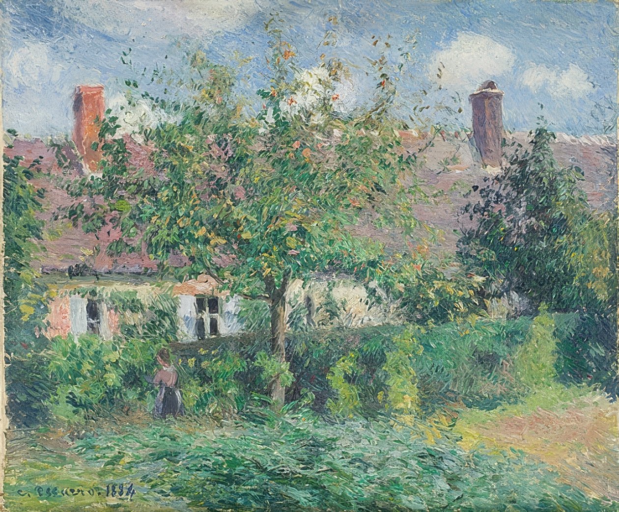 Bauernhaus Éragnyssa. 1884 tekijältä Camille Jacob Pissarro