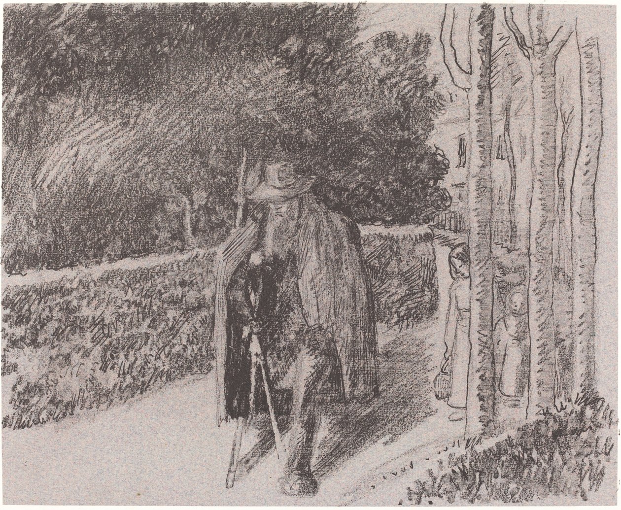 Kerjäläinen kainalosauvalla Mendiant a la bequille, 1897. tekijältä Camille Pissarro