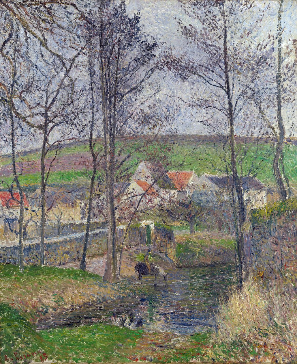Viosnen rannat Osnyssa, harmaa sää, talvi - Camille Pissarron (1830-1903) maalaus Viosnen rannat Osnyssa harmaalla säällä - Öljy kankaalle 1883 National Gallery of Victoria, Melbourne 65,3x54,5 tekijältä Camille Pissarro