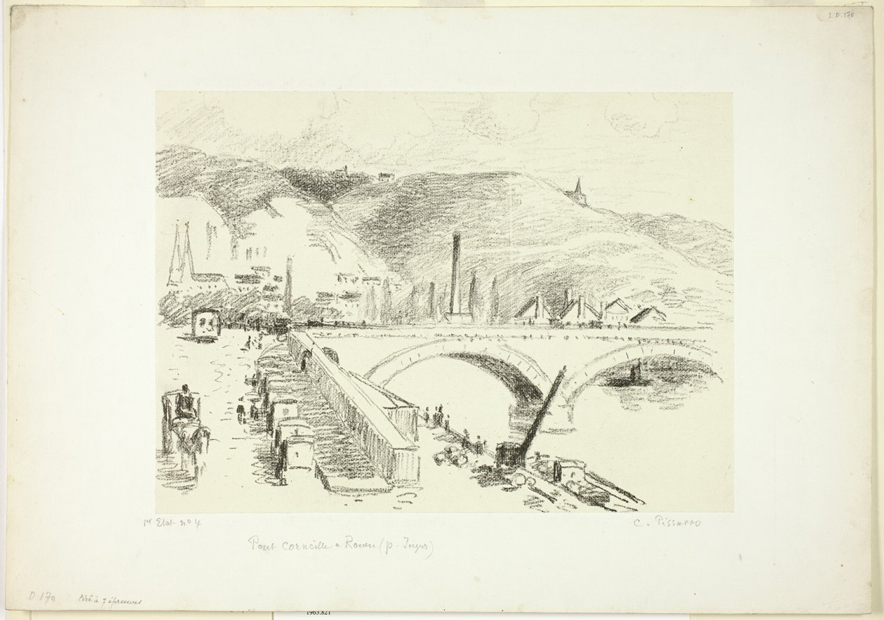 Silta Rouenissa: Pont Corneille tekijältä Camille Pissarro