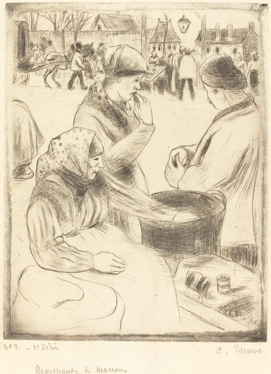 Kastanjan myyjät tekijältä Camille Pissarro