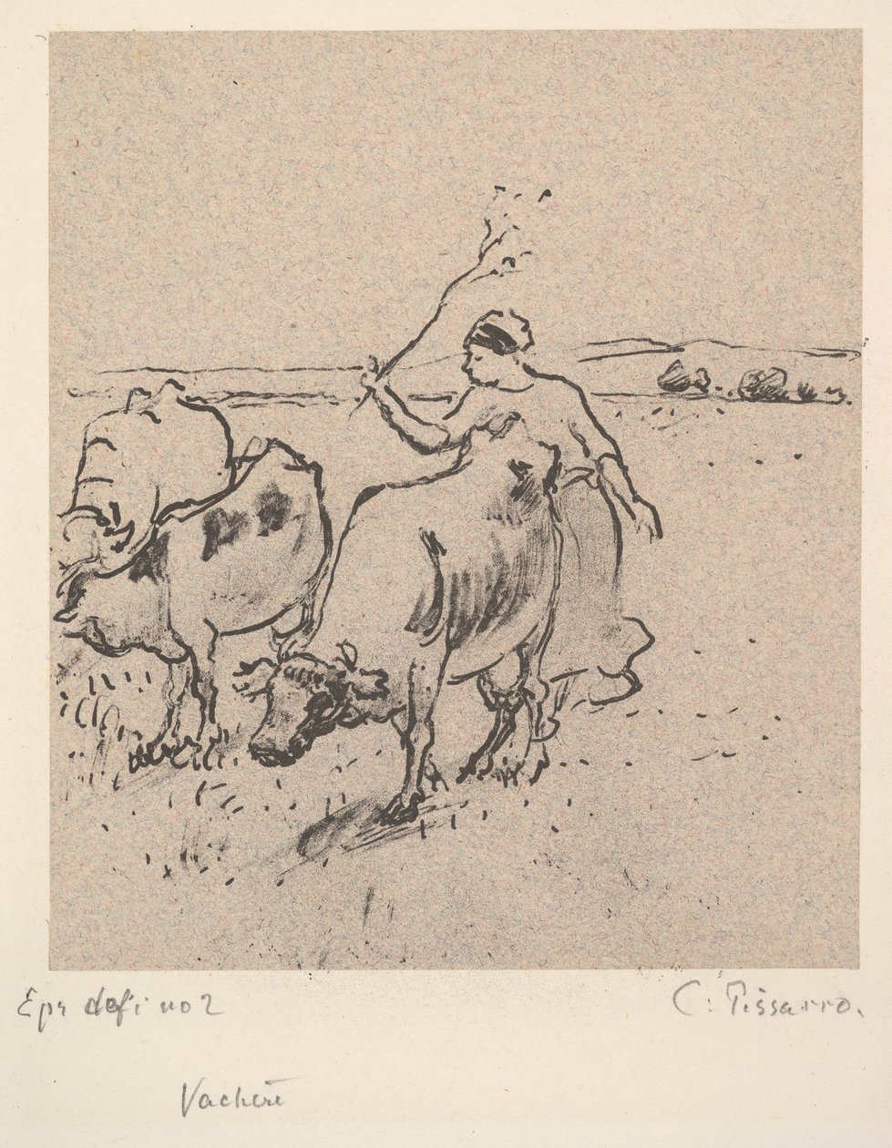 Lehmänpaimen, n. 1899. tekijältä Camille Jacob Pissarro