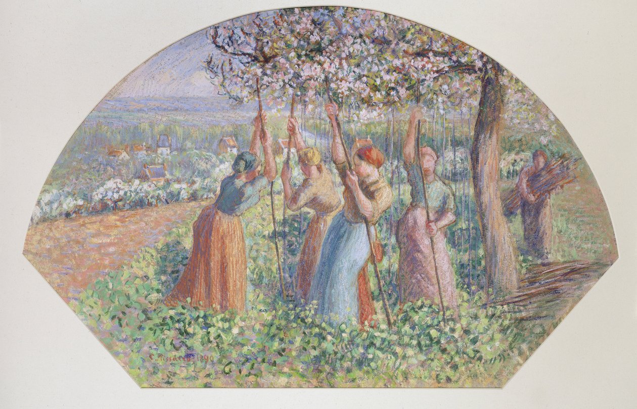 Suunnittelu tuulettimelle: Herneenpiiput, 1890 tekijältä Camille Pissarro