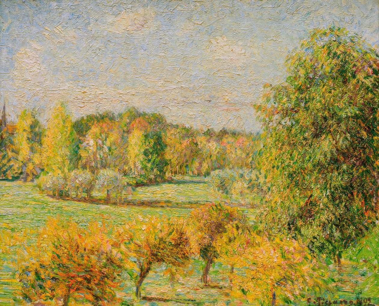 Syksyinen vaikutus, pähkinä, Eragny tekijältä Camille Pissarro