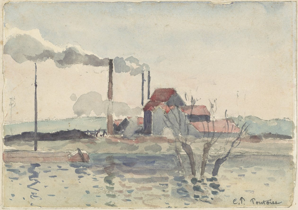 Tehdas Oisen alueella Pontoisessa, 1873. tekijältä Camille Pissarro