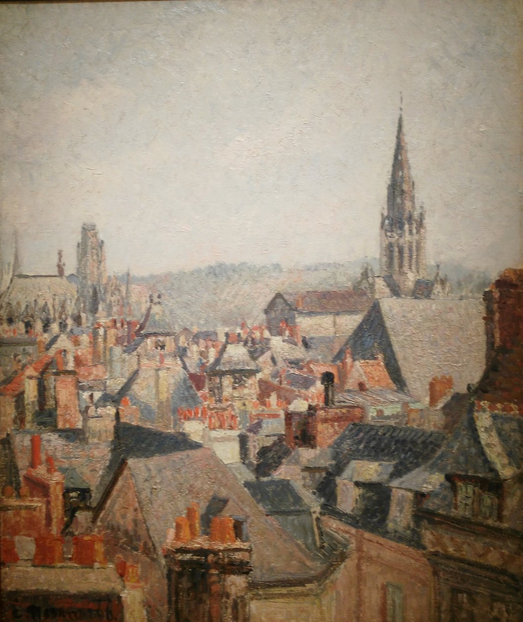 Ranska: Les toits du vieux Rouen, soleil
Saksa: Rouenin vanhankaupungin katot auringossa. tekijältä Camille Pissarro