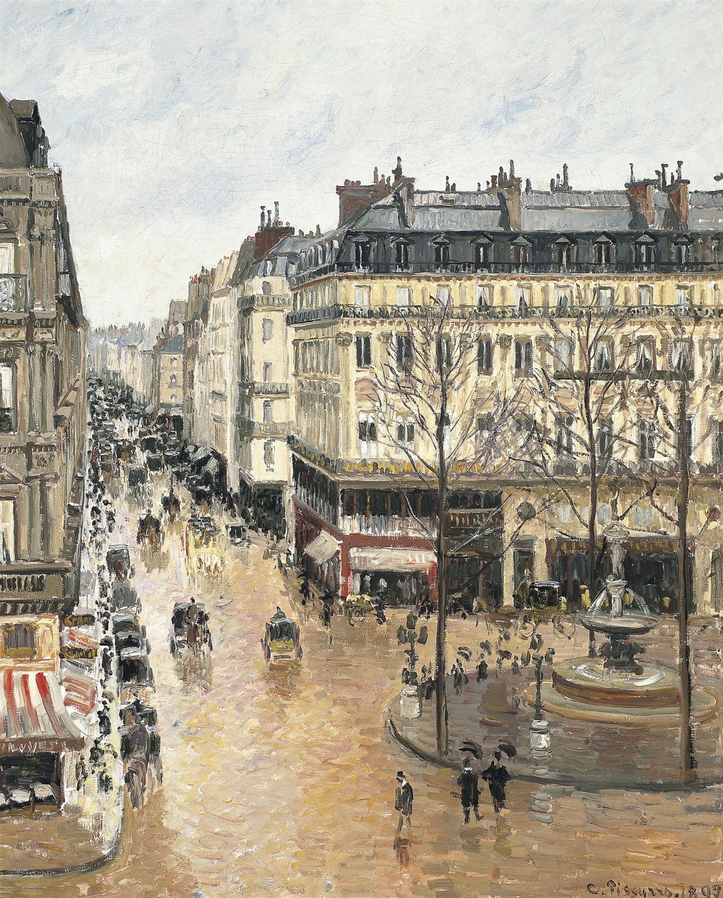 Ranska: Rue Saint-Honoré, Après-midi, Effet de Pluie Rue Saint-Honoré iltapäivällä. Sateen vaikutus tekijältä Camille Pissarro
