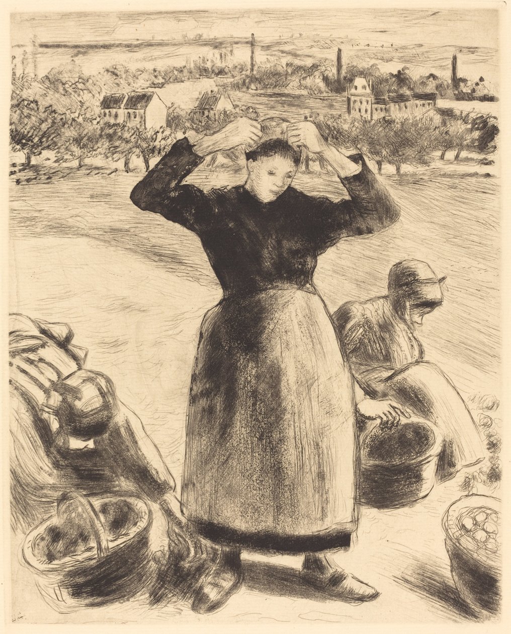 Perunoiden kerääminen tekijältä Camille Pissarro