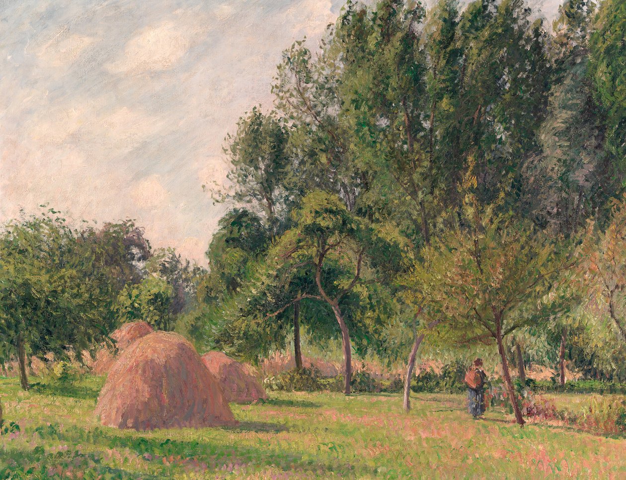 Haystacks, Morning, Éragny, 1899. tekijältä Camille Jacob Pissarro