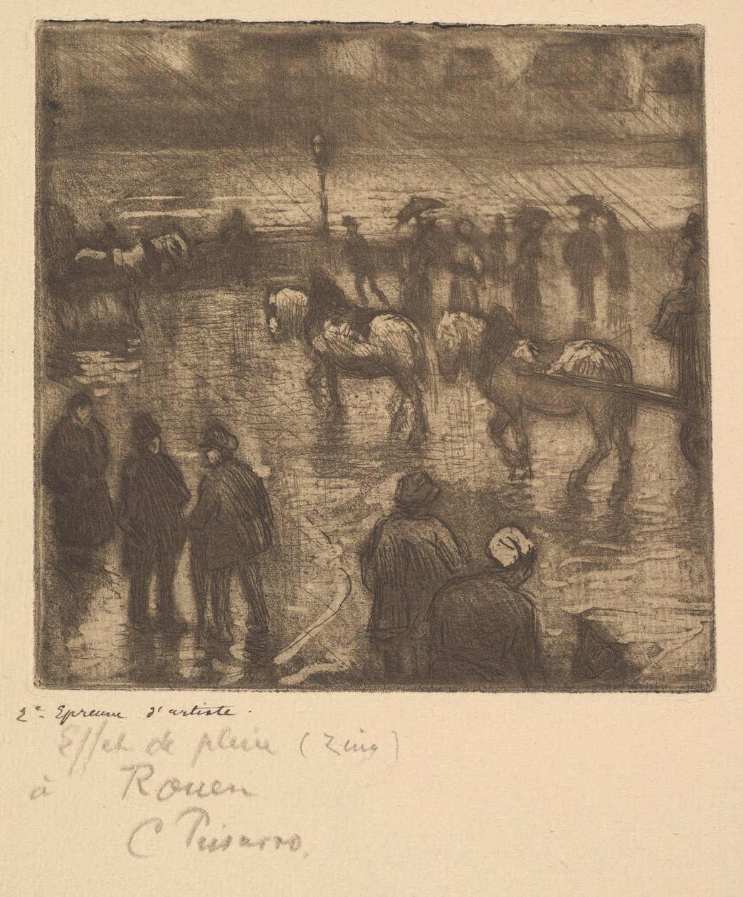 Impressions of Rain, Rouen, 1883. tekijältä Camille Jacob Pissarro