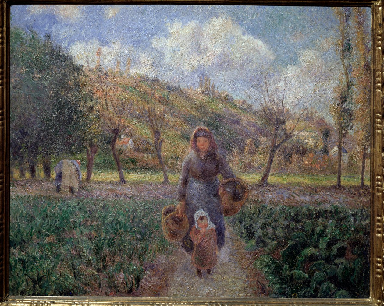 Vihannespuutarhassa Camille Pissarron (1830-1903) maalaus 1881 Koko 45,5x55 cm Prahan kansallisgalleria tekijältä Camille Jacob Pissarro