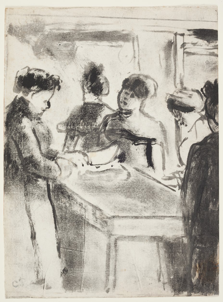 La Charcuterie (The Pork Butcher) 1895 (monotyyppi, käsinvärjäys syväpainomusteella) tekijältä Camille Jacob Pissarro