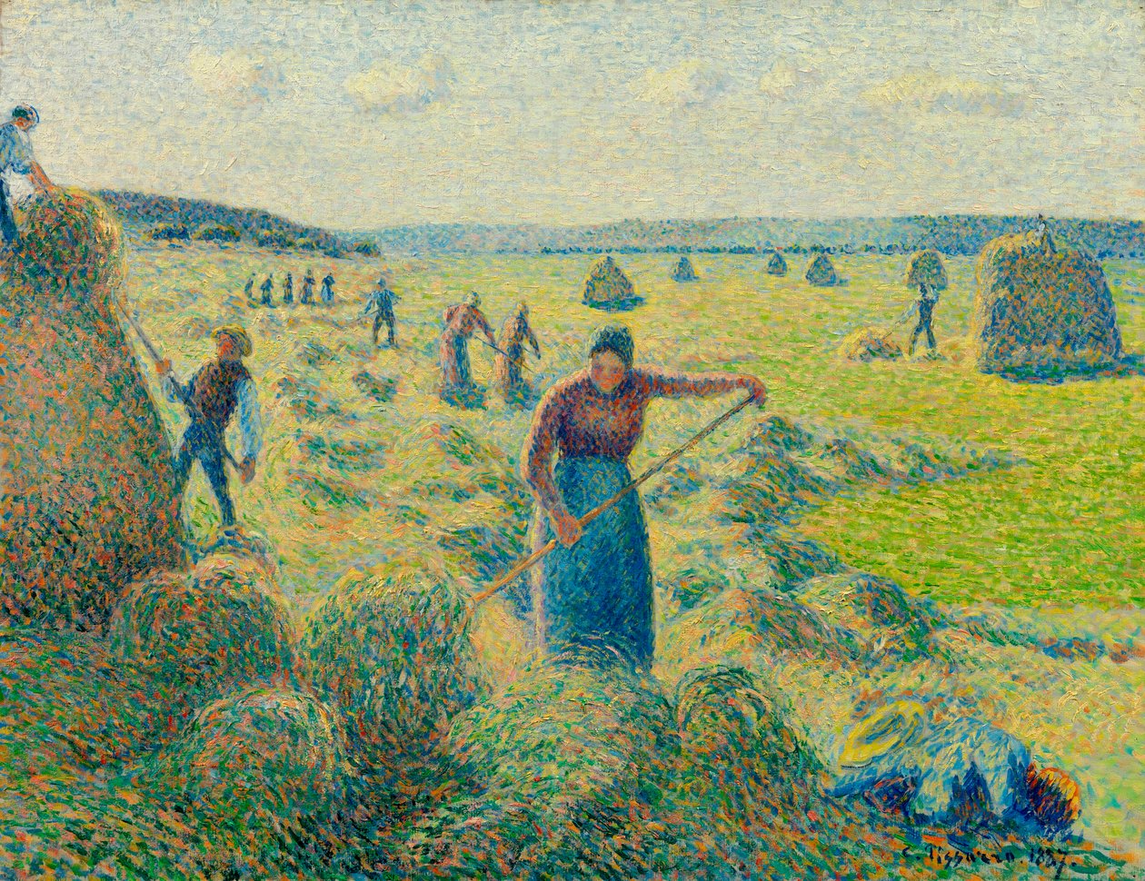 Heinänteko, Eragny (Ranska) (The haymaking, Eragny) - Camille Pissaron (1830-1903) maalaus öljy kankaalle tekijältä Camille Pissarro