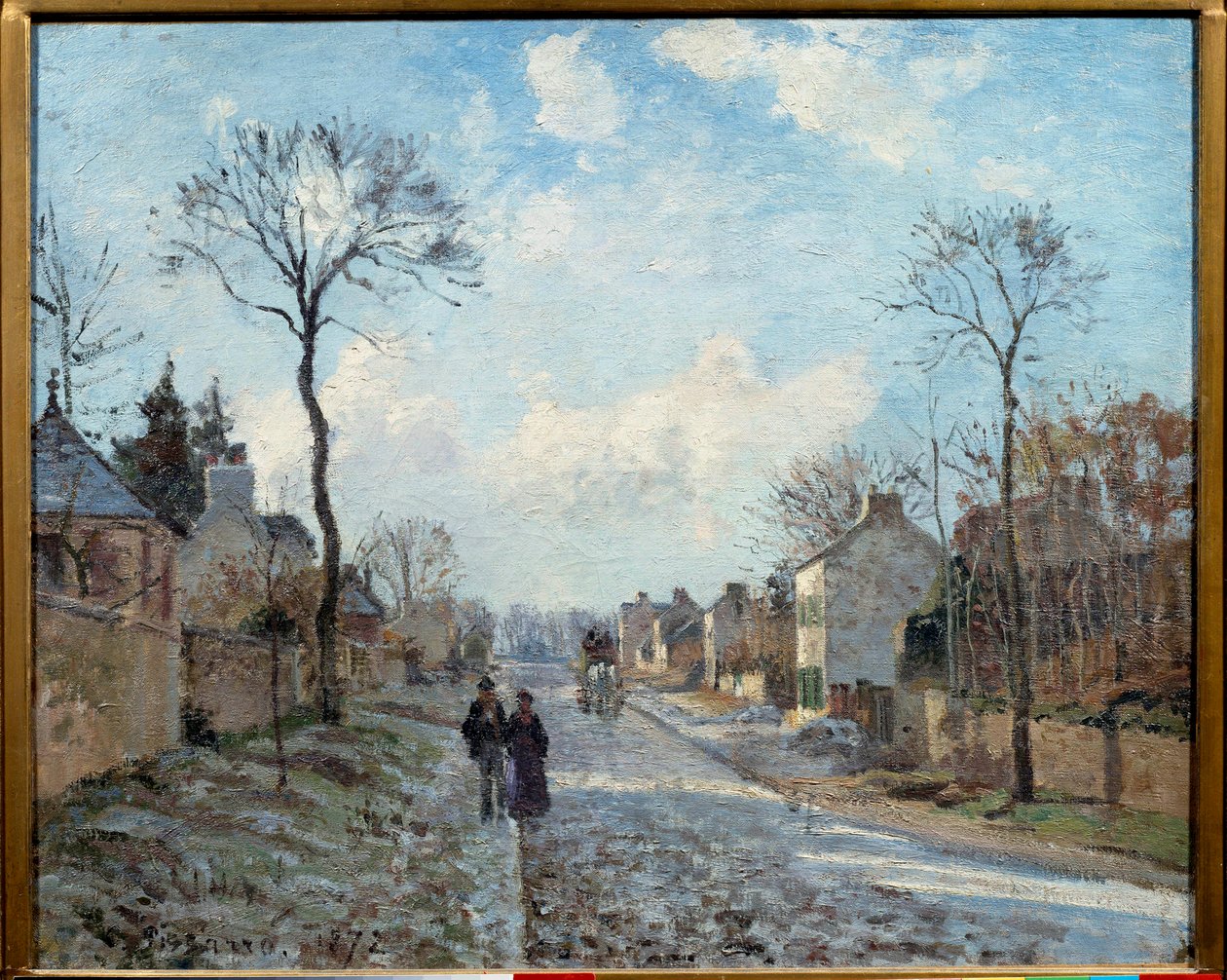 Tie Louveciennesiin Camille Pissarron (1830-1903) maalaus 1872 su. 0,6x0,73 m Pariisi, Orsay-museo tekijältä Camille Jacob Pissarro