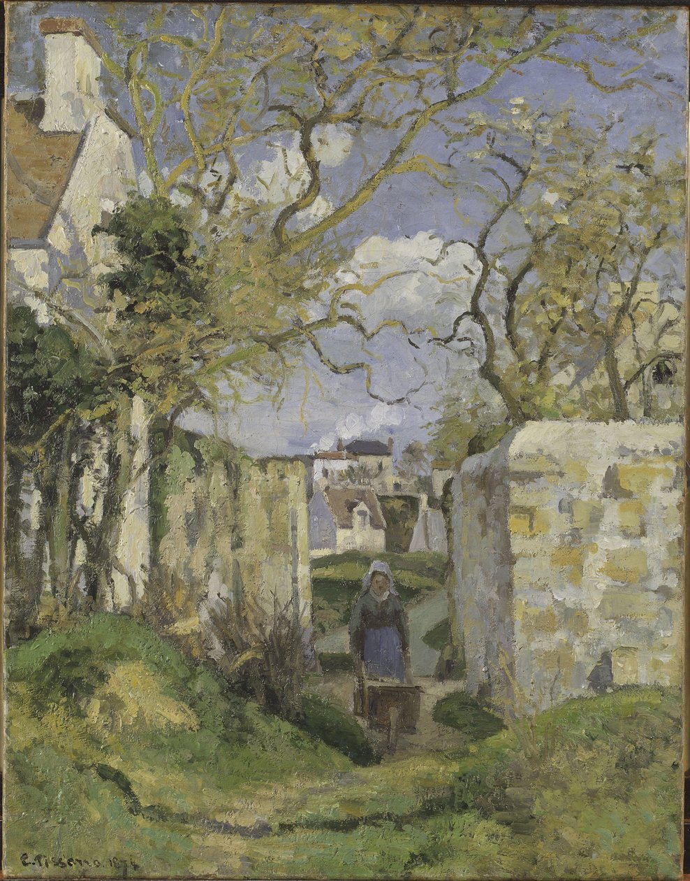 Maisema lähellä Pontoisea, Pissarro, Camille (1830-1903). Öljy kankaalle tekijältä Camille Jacob Pissarro