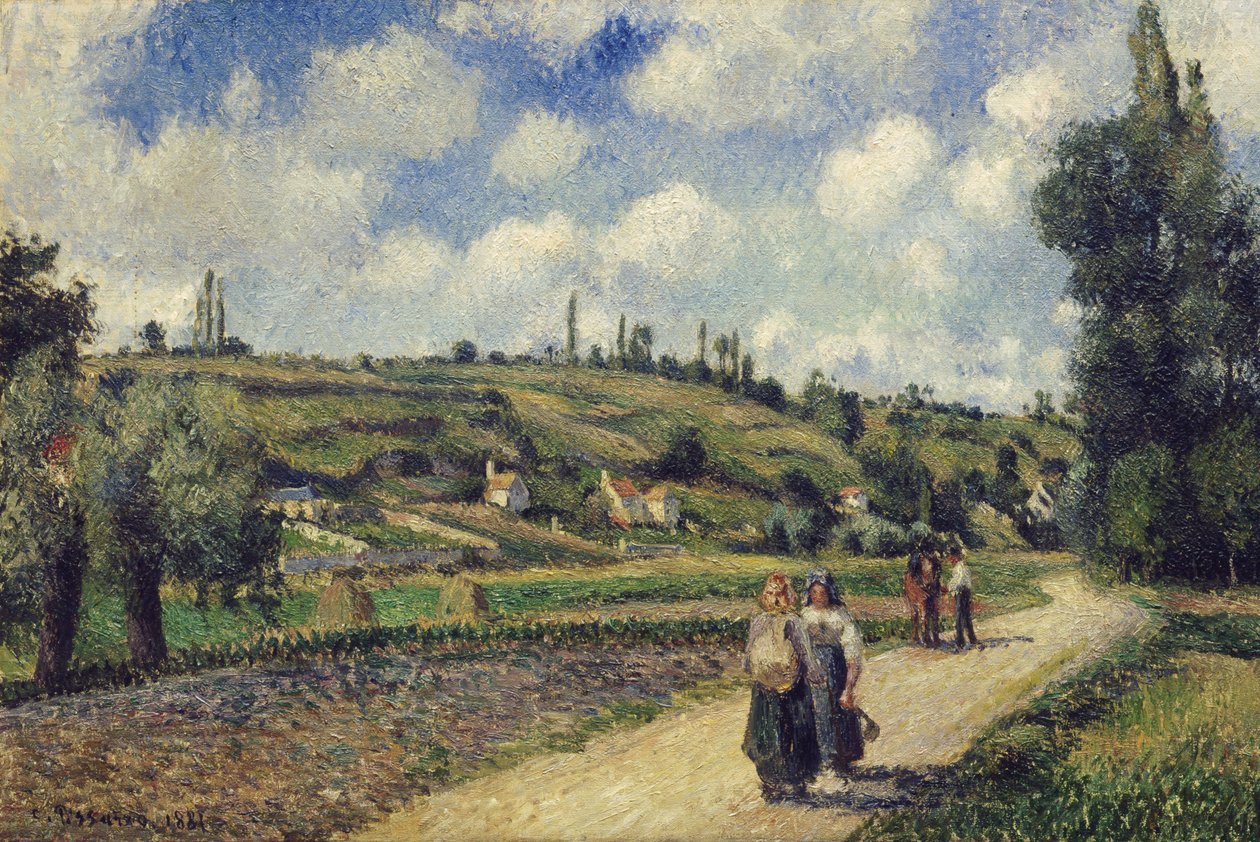 Maisema lähellä Pontoisea, Auvers Roadia, 1881 tekijältä Camille Jacob Pissarro