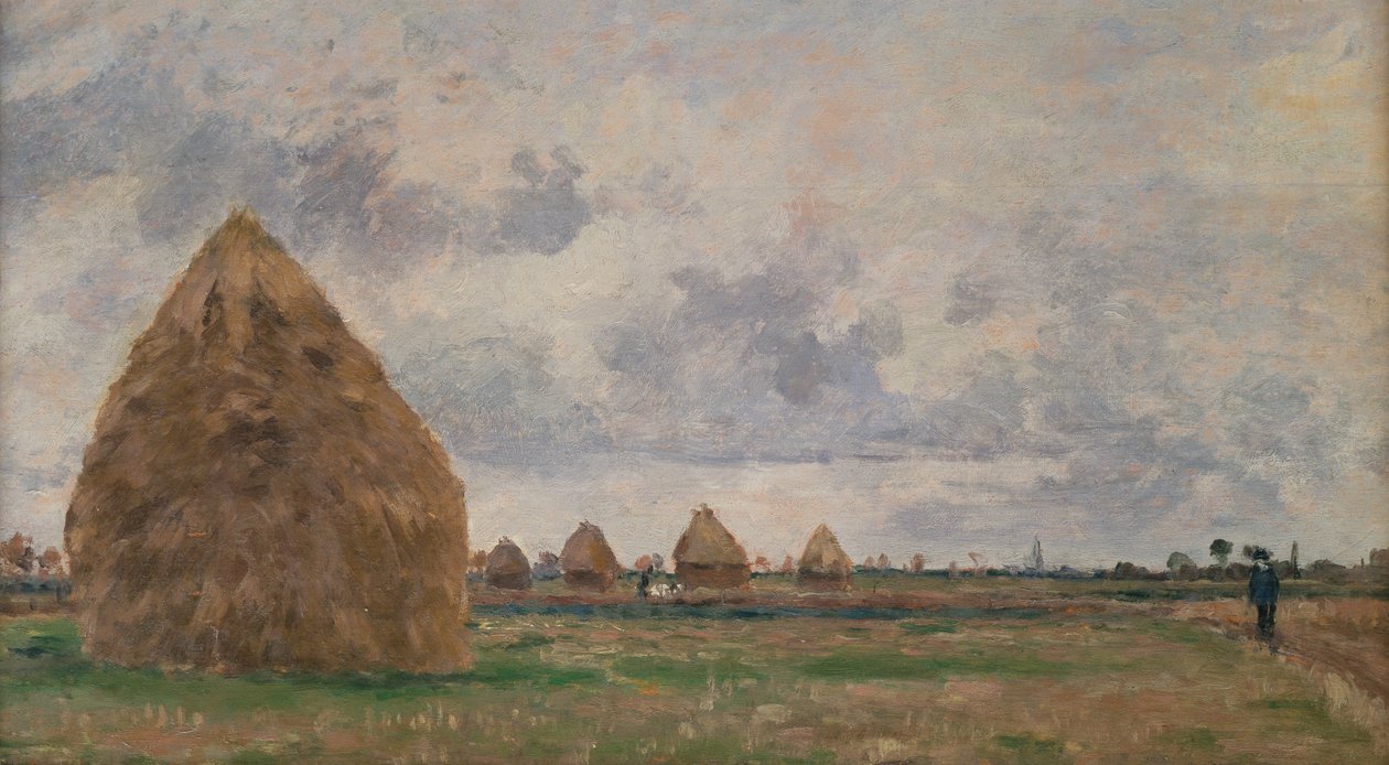 Maisema heinäsuovojen kanssa tekijältä Camille Pissarro