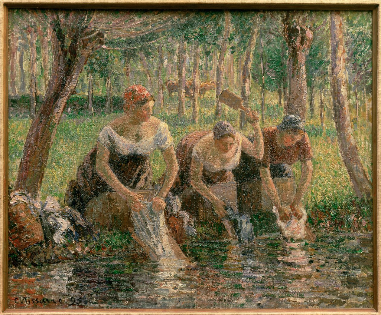 Les lavandieres ... (öljy kankaalle) tekijältä Camille Pissarro
