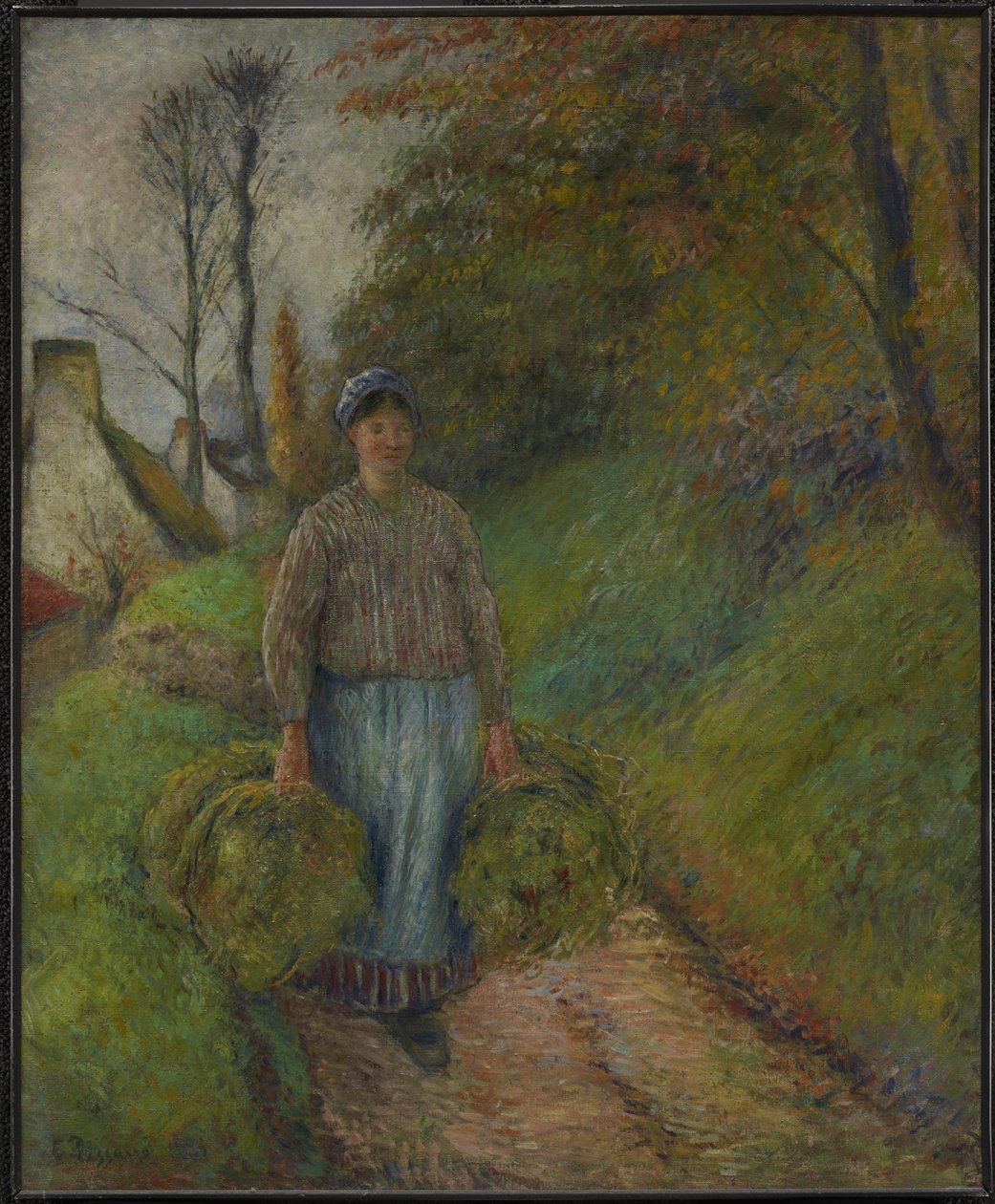Talonpoikanainen, joka kantaa kahta heinänippua Muokkaa tätä Wikidatassa tekijältä Camille Pissarro