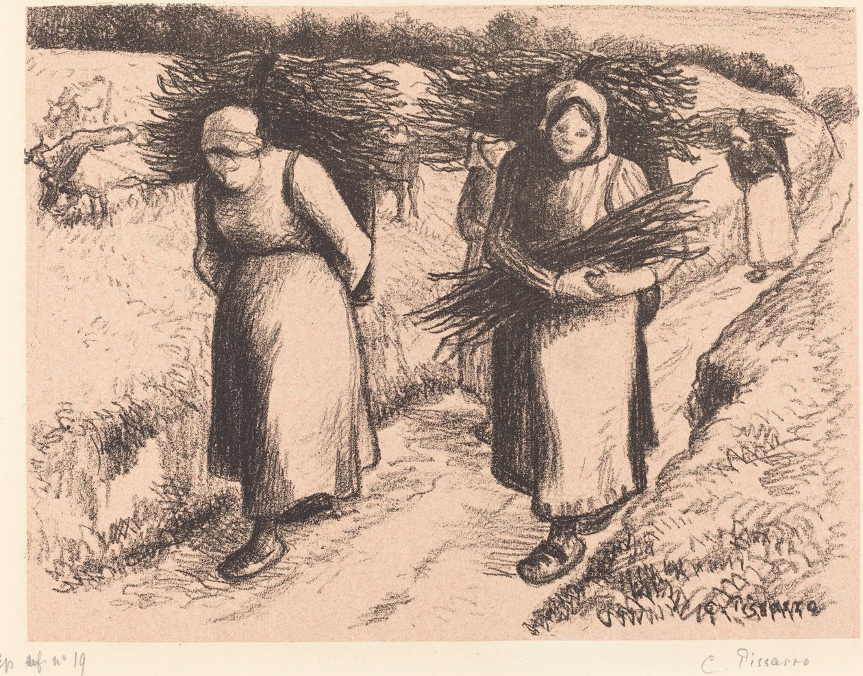 Talonpojat kantavat keppejä tekijältä Camille Pissarro