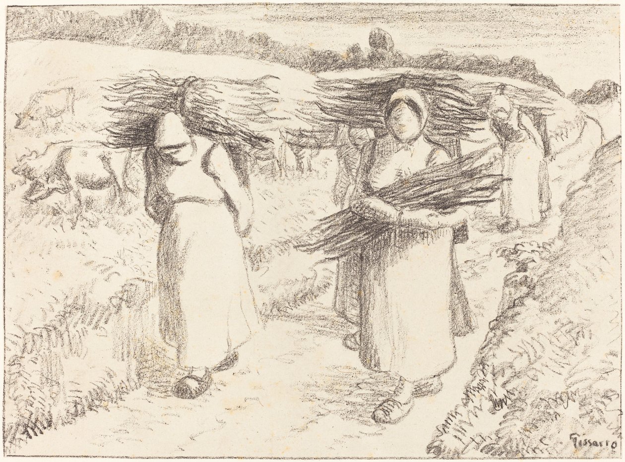 Talonpoikien kantokepit Talonpojat kantokepit, 1896. tekijältä Camille Pissarro