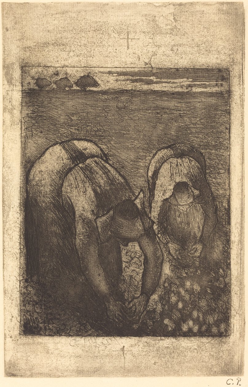 Talonpojat papupellolla Talonpojat papupellolla, 1891. tekijältä Camille Pissarro
