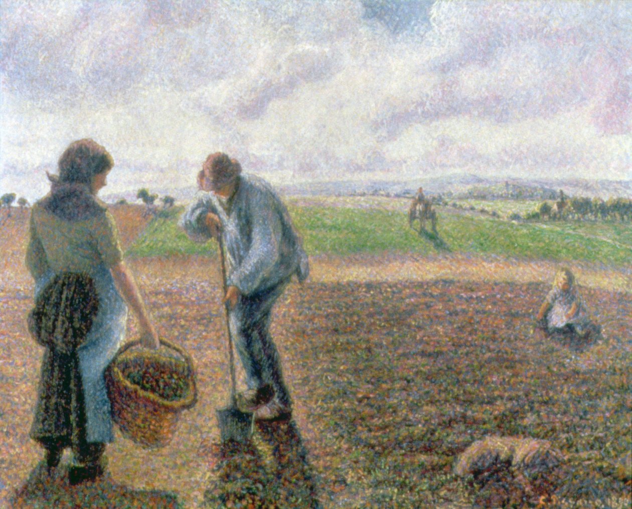 Talonpojat pellolla, Eragny tekijältä Camille Jacob Pissarro
