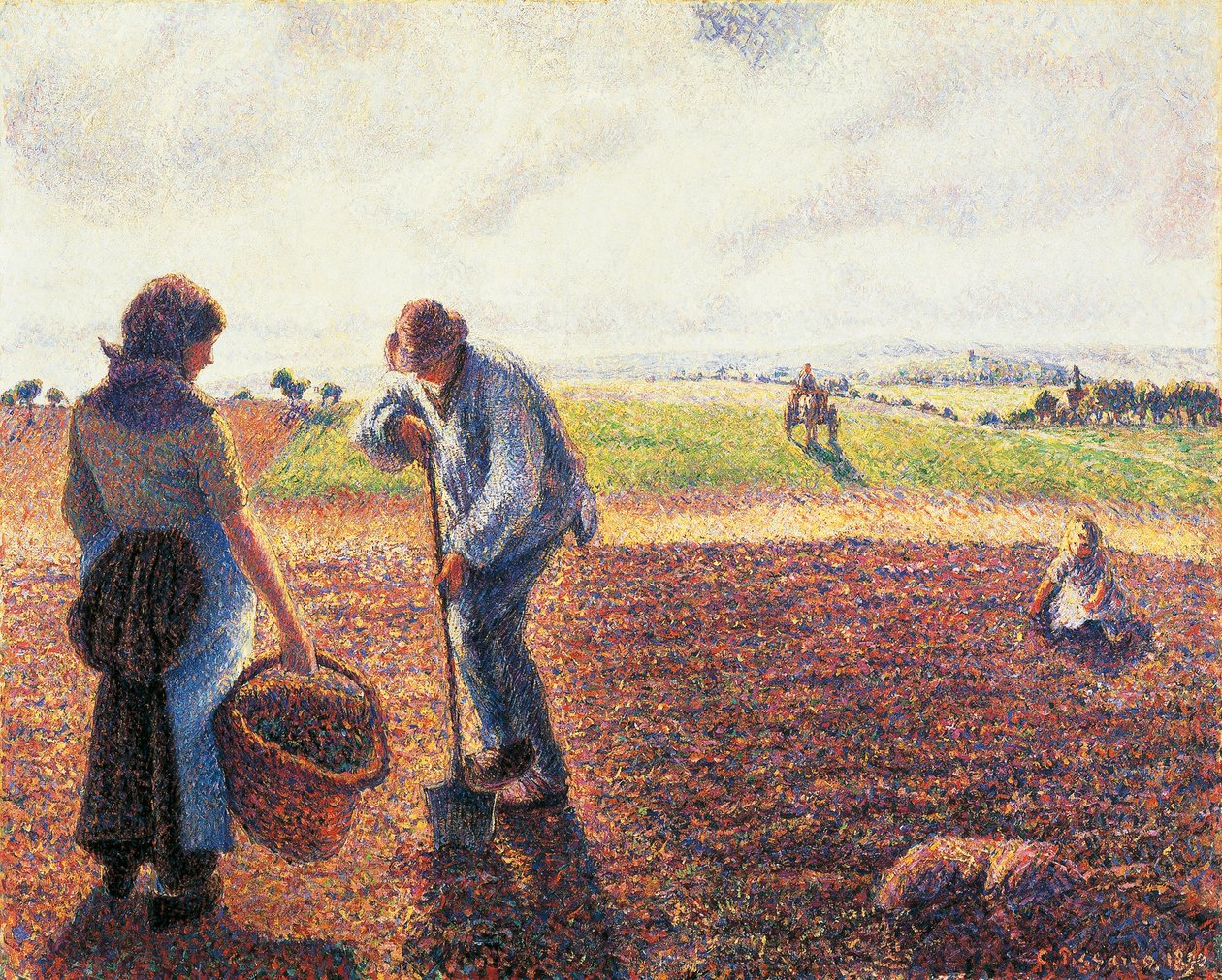 Talonpojat pellolla, Eragny tekijältä Camille Pissarro