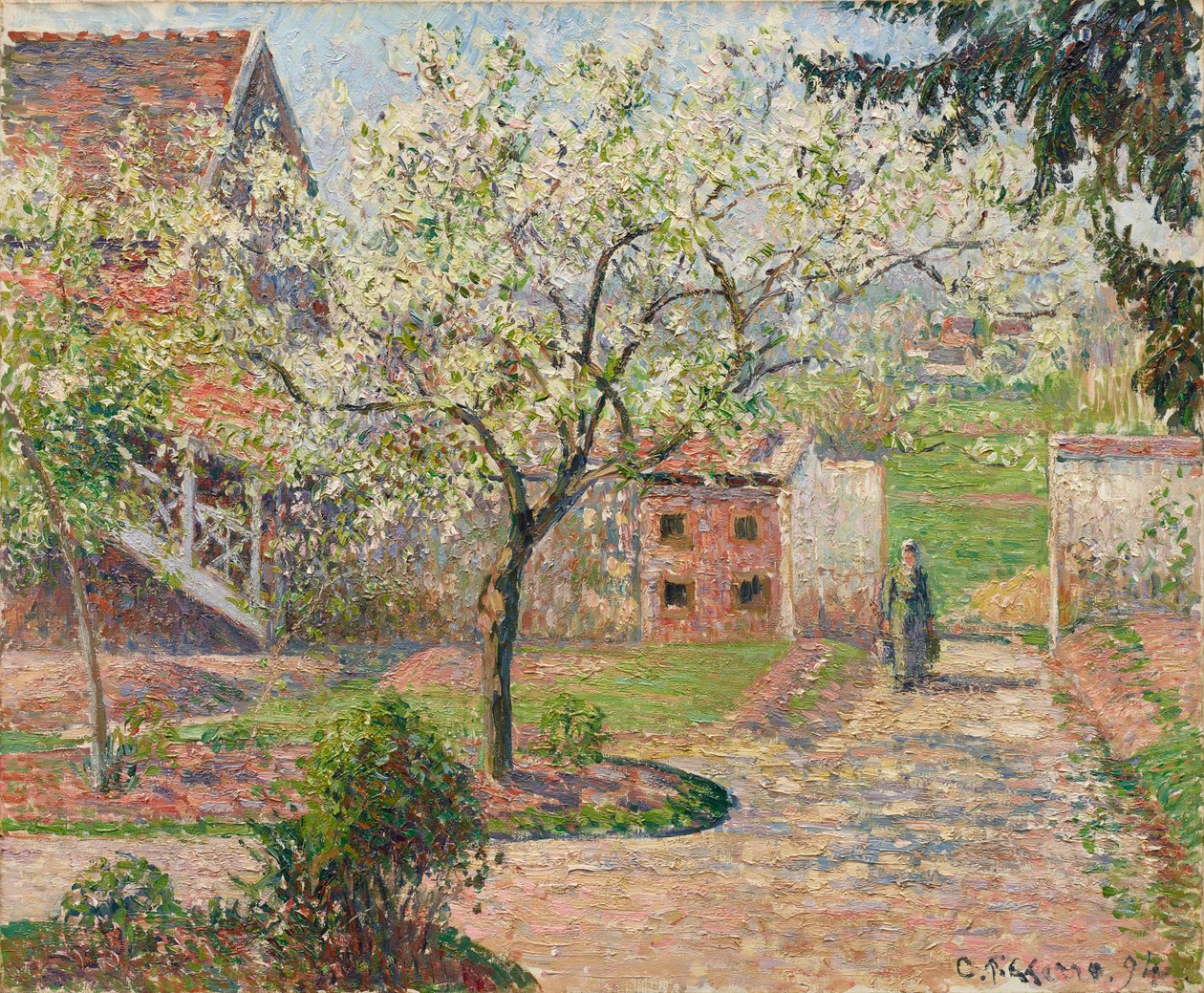 Luumupuut paikassa Blossom, Éragny. Maalarin koti, 1894. tekijältä Camille Pissarro