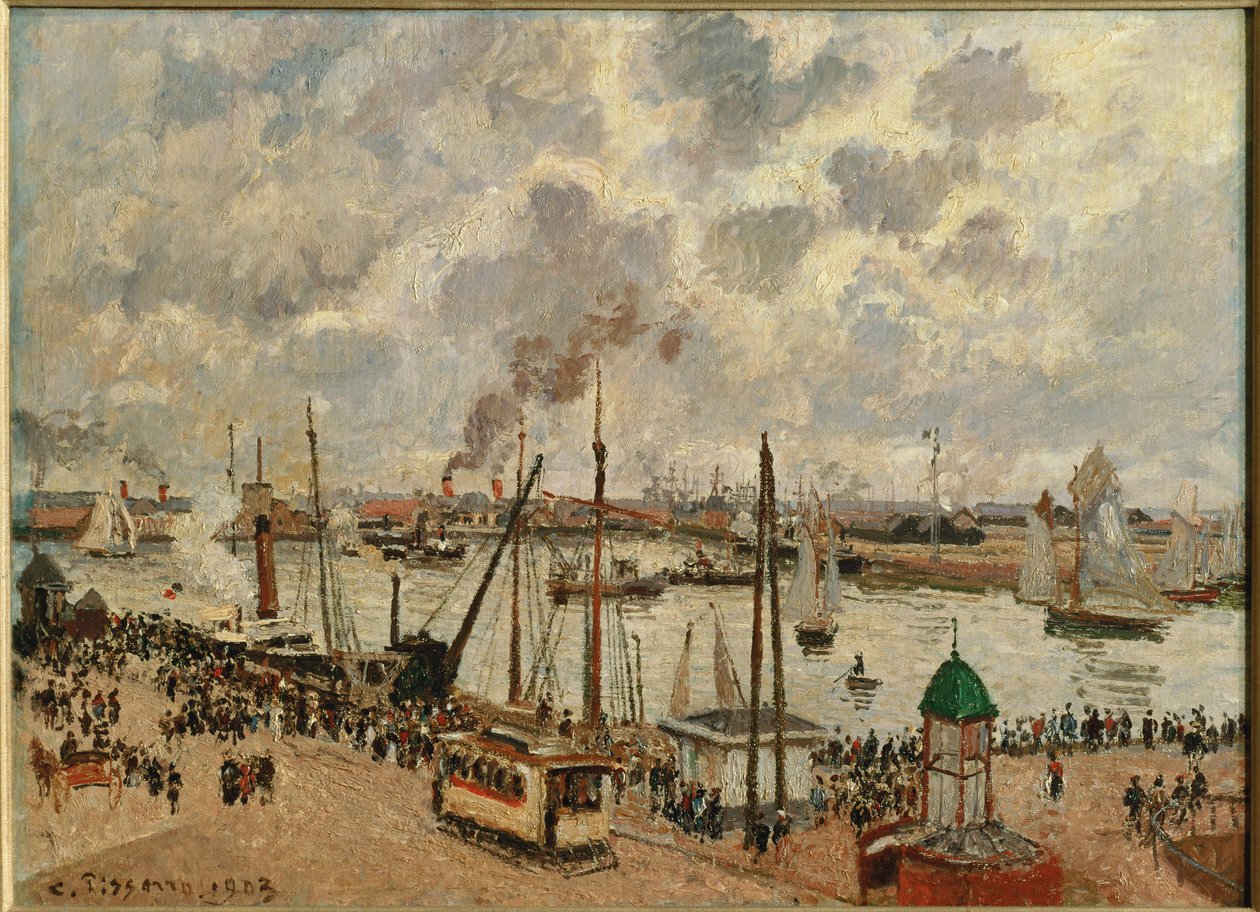Port du Havre ... (öljy kankaalle) tekijältä Camille Pissarro