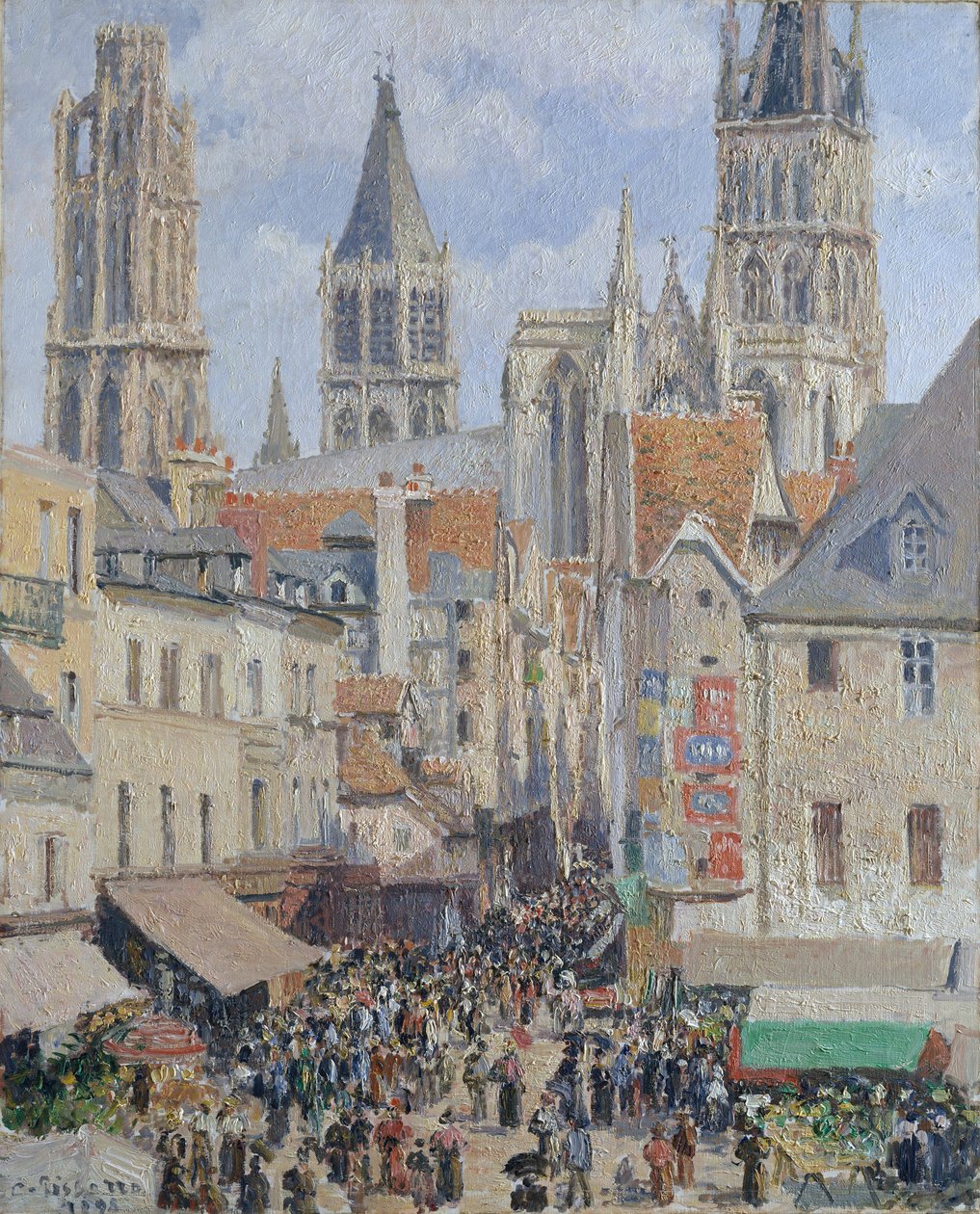 Rue de lÉpicerie, Rouenin auringonvalon vaikutus, 1898. tekijältä Camille Jacob Pissarro