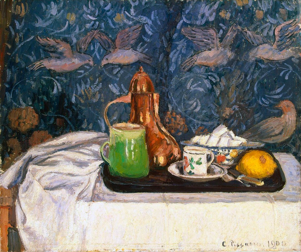 Asetelma kahvipannulla, 1900. tekijältä Camille Pissarro