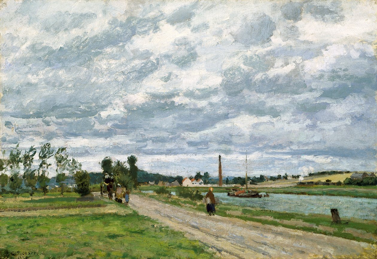 The Banks Of The Oise lähellä Pontoisea (öljy kankaalle) tekijältä Camille Pissarro