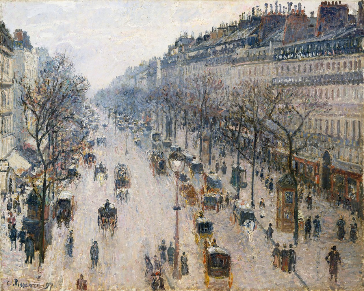 Boulevard Montmartre talviaamuna, 1897. tekijältä Camille Jacob Pissarro