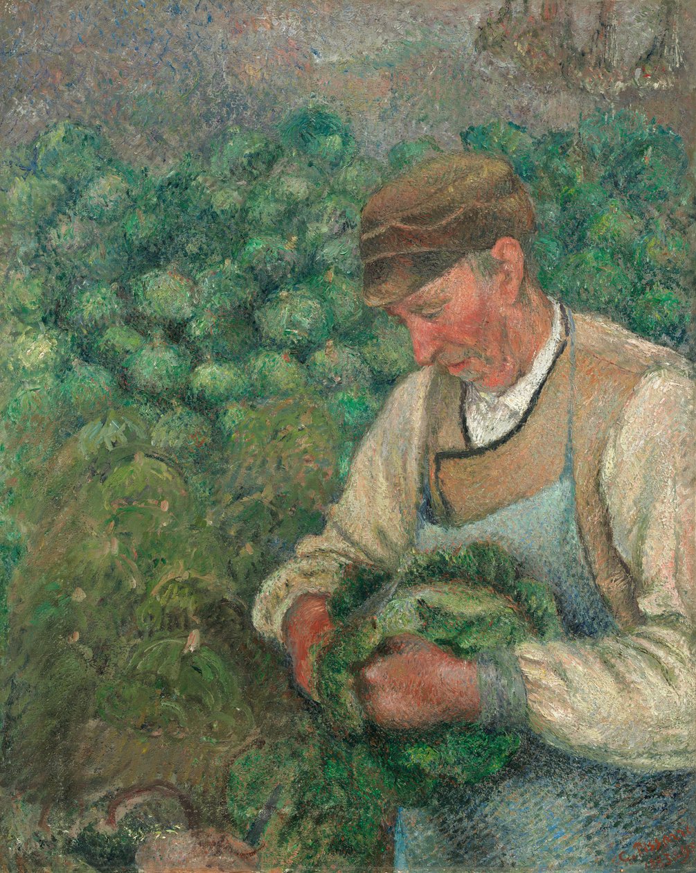 Puutarhuri - vanha talonpoika kaalilla tekijältä Camille Pissarro
