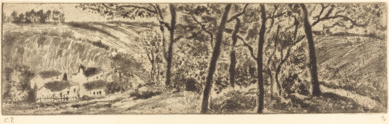 Pitkä maisema (Paysage en long) tekijältä Camille Pissarro