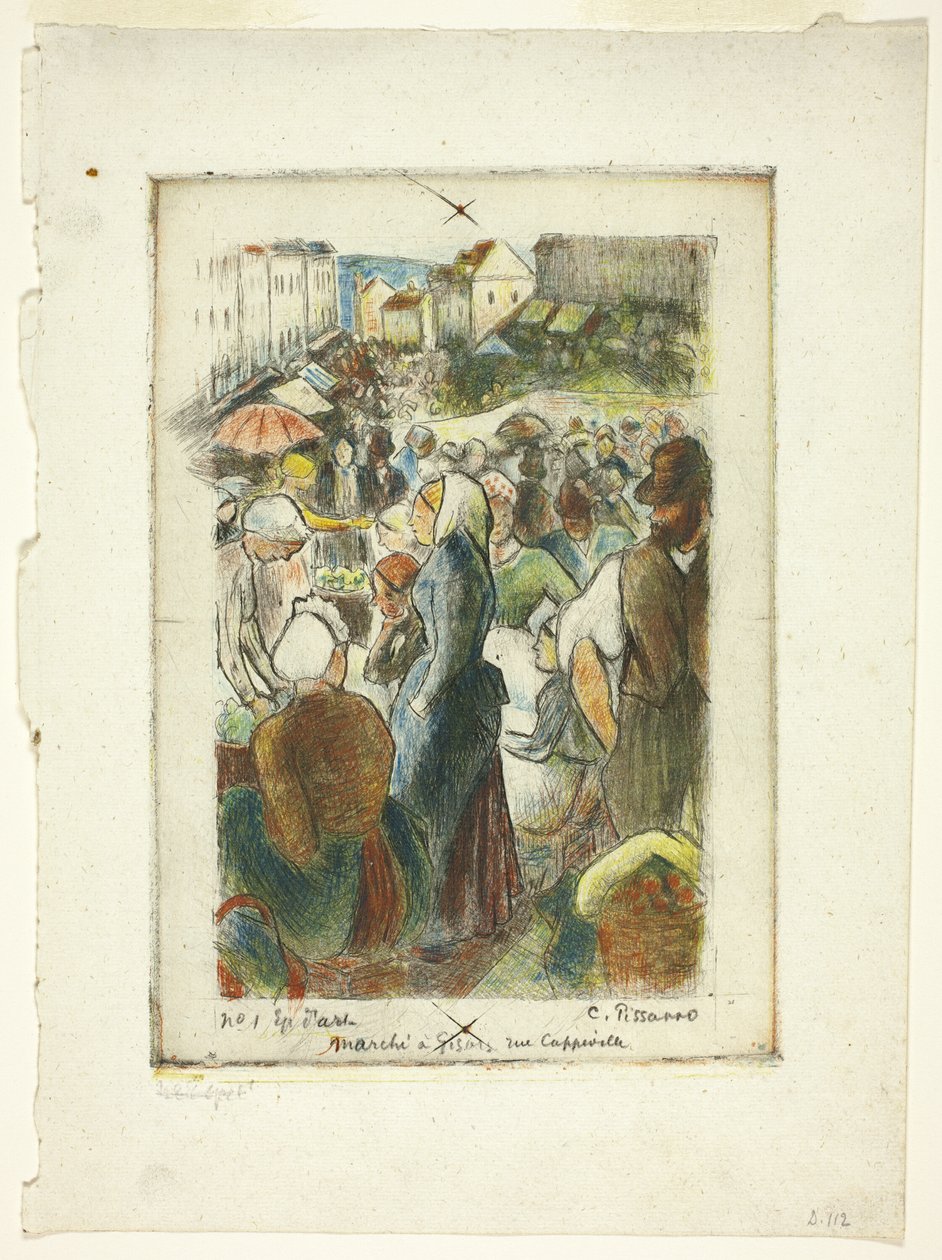 Markkinat Gisorsissa; Rue Cappeville tekijältä Camille Pissarro