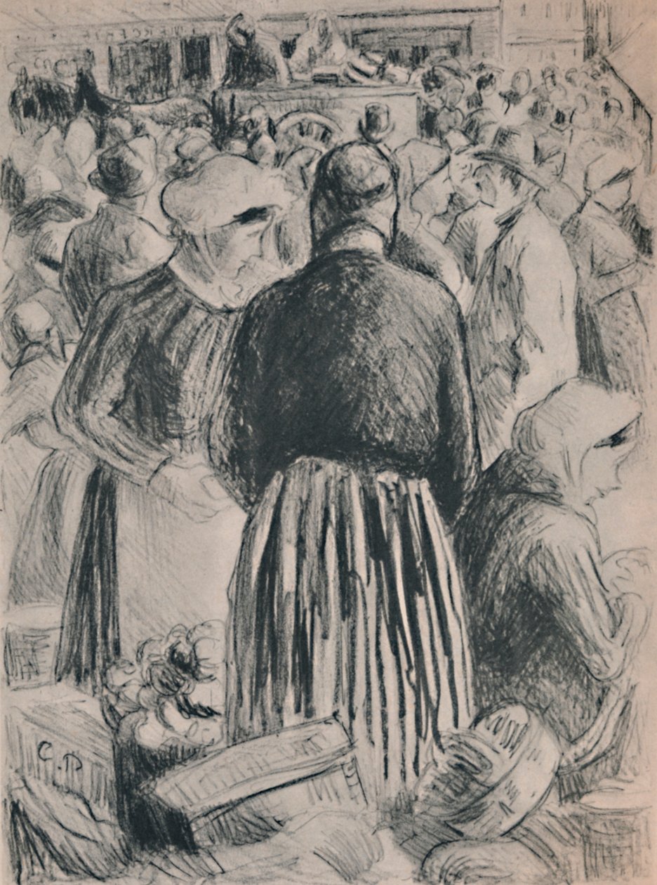 Pontoisen markkinat, 1895, 1946 tekijältä Camille Jacob Pissarro