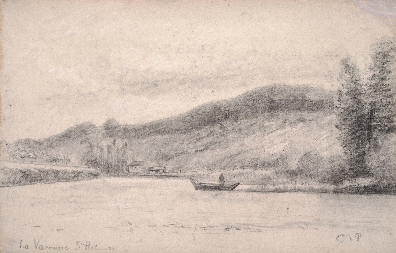 Marne-joki Varenne-Saint-Hilairessa, 1863-65 tekijältä Camille Jacob Pissarro
