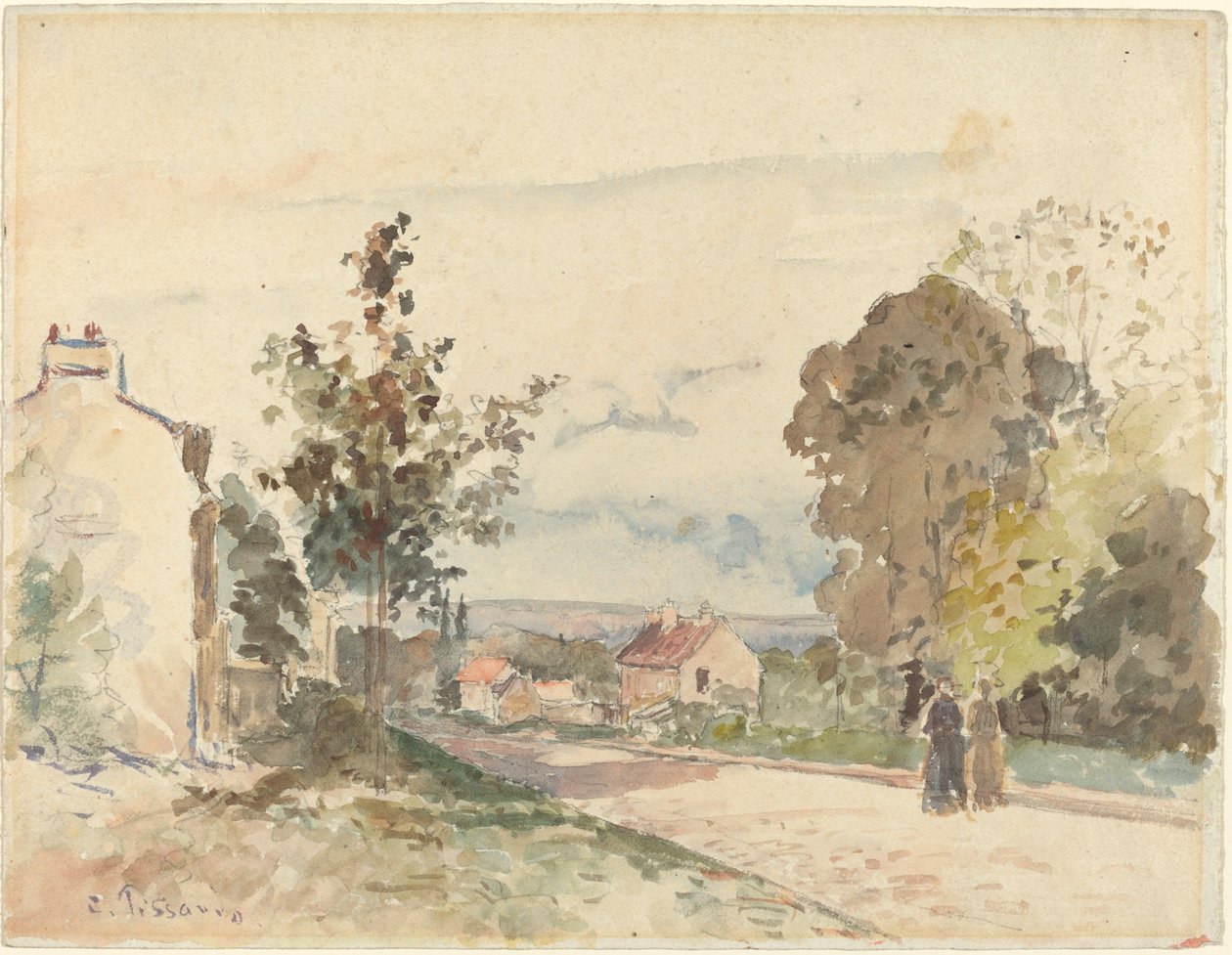 Tie Versaillesista Louveciennesiin, n. 1872. tekijältä Camille Pissarro