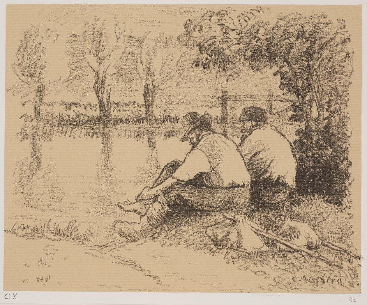 Kulkurit, n. 1894 (litho) tekijältä Camille Jacob Pissarro