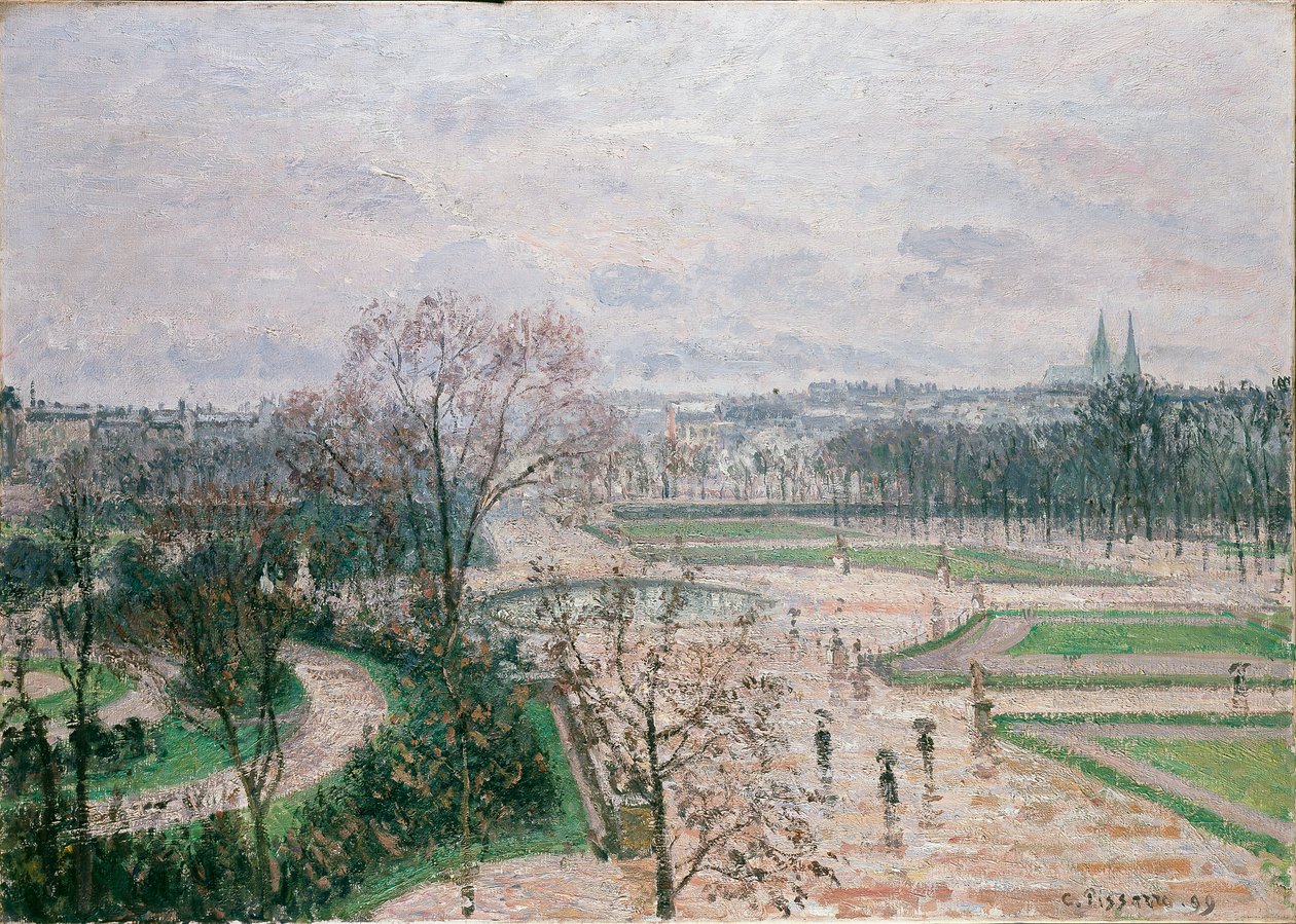 Tuileries Gardens, Sateinen sää, 1899 tekijältä Camille Pissarro