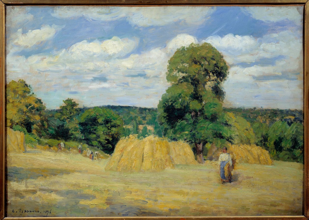 Sadonkorjuu Montfoucaultissa Mayennessa Camille Pissarron (1830-1903) maalaus 1876 su. 0,65x0,92 m Pariisi, musee d