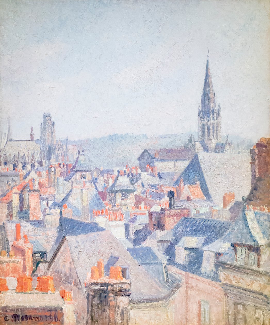 Vanhan Rouenin katot, auringonvalo tekijältä Camille Pissarro